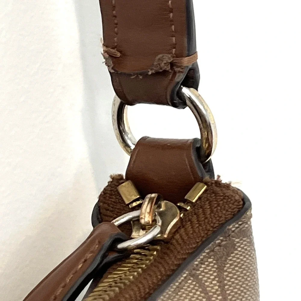 Coach Signature Zip Shoulder Bag Brown Coated Canvas Leather Trim  F29209 - Picture 13 of 16